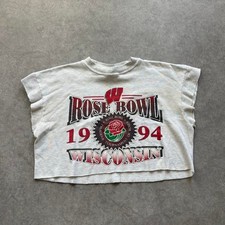 Vintage Mascot Wisconsin Rose Bowl 1994 Cropped Tee Grey XL Sportswear Badgers picture