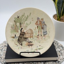 Antique Sarreguemines French Plate Oseraie de la Bievre Basket Weaver Scene picture