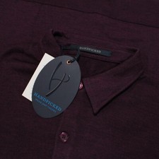 Handpicked NWT Bassano Casual Knit Button Down Shirt Size L in Purple 100% Wool picture
