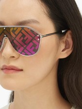 Fendi FFM0039GS Multicolor Monogram Mirror Aviator Sunglasses NEW picture
