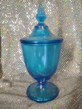 Fenton Celeste Frosted Blue Glass Candy Dish With Lid picture