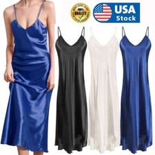 Women's Satin Silk Robe Dress Sleepwear Lingerie Long Nightdress Nightgown picture