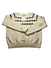 andthewhy Women’s S/M Patterned Raglan Sweater Cream Black NWT picture