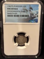 1782 PTS PR Bolivia 1/2 Real NGC certified  picture