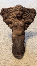 UNIQUE ANTIQUE CAST IRON RUSTY OLD ART NOUVEAU SIREN/MERMAID STATUE ORNAMENT picture