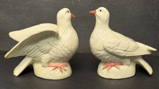 Vintage Enesco Imports Ceramic Pair White Doves Made in Japan picture