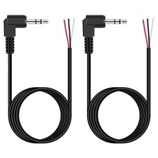 2 Pack 6 ft 3.5mm 90 Degree Right Angle Male Plug to Bare Wire Open End TRS 3 picture