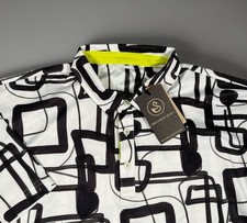 NWT-Swannies Golf Tanner Polo Men L Glacier Black Geometric Stay Right Collar picture