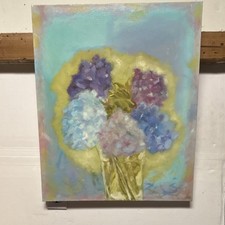 Joan Firestone 2008 Original Hydrangea Oil Painting Floral Canvas Art 24