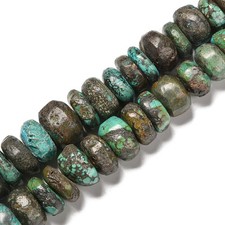 Natural Genuine Turquoise Graduated Rondelle Wheel Beads Size 16-30mm 15.5'' Str picture