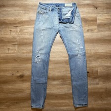 Diesel Sleenker Jeans Men 28x32 Blue Slim Skinny Fit Light Wash Thrashed 086AT picture