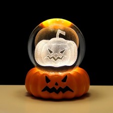 Halloween Pumpkin Glass Ball Night Light Tabletop Decor Gothic Halloween Gift picture