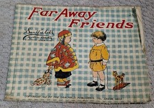 1912 Saalfield Muslin Cloth Book Far Away Friends Antique Childrens Book World picture