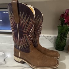 Ariat Women’s Western Pull-On Boots Brown Leather Purple Shaft US 8.5B picture