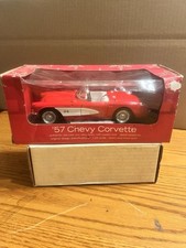 1957 Chevy Chevrolet Corvette Red & White Diecast Car Read. picture