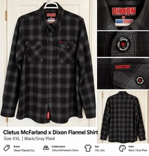 Dixxon Flannel Co. x Cleetus McFarland Flannel Shirt Mens 2X Black Gray Plaid picture