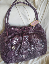NWT. BRIGHTON NOLITA Purple MOC SNAKE Leather  LARGE TOTE BAG MSRP $330 (BAG 1) picture