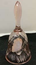 Vintage Fenton Signed Pink Diamond Optic Glass Bell Butterfly design picture