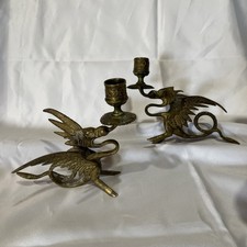 2 Antique Solid Brass Dragon Movable Legs picture