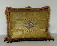 Antique French Ecclesiastical Vestment Pillow Metallic Bullion Pelican Tassel picture