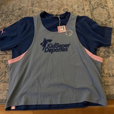 NEW Puma Hoops KidSuper Knit Jersey Tee Shirt Blue Size XL 627857 01 picture