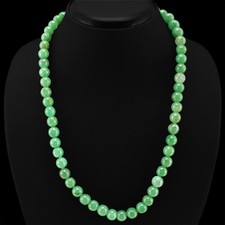 DEMANDED 318.00 CTS NATURAL UNTREATED GREEN JADE ROUND BEADS NECKLACE - (DG) picture
