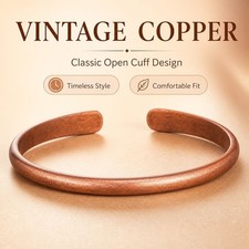 Copper Open Cuff Bangle Adjustable Healing Energy Wellness Bracelet Unisex Gift picture