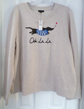 NWT NEW FALL TALBOTS LARGE EMBROIDERED DOG CREWNECK SWEATSHIRT $99.50 picture