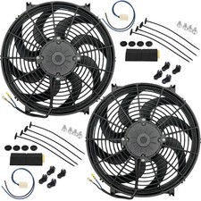 DUAL 14-15 INCH HUGE 180W CFM ELECTRIC RADIATOR COOLING FAN 12V CAR TRUCK ENGINE picture