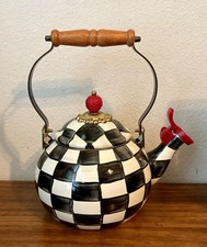 MACKENZIE CHILDS Courtly Check Whistling Tea Kettle Pot w Lid - 11
