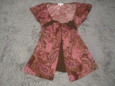 Fashion Bug Top Womens Pink Paisley Print Tie Detail Blouse Stretch Polyester picture