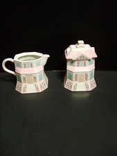 THE LENOX VILLAGE CONFECTIONARY SUGAR AND CREAMER WITH SPOON 1991 picture