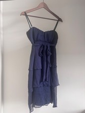Vintage dark blue 100% silk dress XS Fred Sun picture