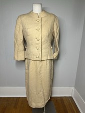 Vintage 1950s Nubby Boucle 3 Piece Neutral Suit Set picture