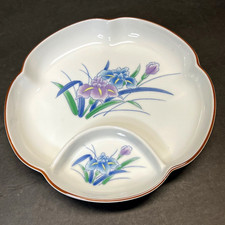 Vintage Takahashi Ryuho Japan Porcelain Snack Rice Dish Irises 7