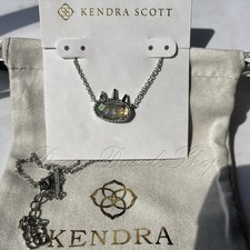 ✨New Kendra Scott Dichroic Glass Elisa Unicorn Rhodium Plated Chain Necklace🦄 picture