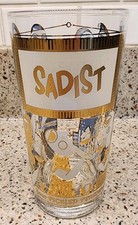 Georges Briard MCM 22k Your Pickled Personality SADIST Highball Glass EXC picture