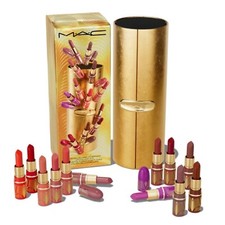 MAC GOLDEN GIRLS MINI LUSTREGLASS LIPSTICK VAULT X12 COLOR SET NIB $180 VALUE picture