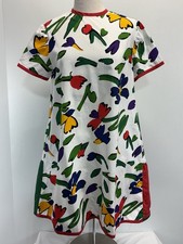 Vtg Handmade Floral Shift Dress Primary Colors Swing Maximalist Fun 41” Bust picture