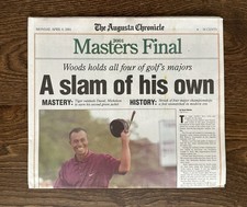 RARE 2001 Tiger Woods Masters “Tiger Slam” Complete Augusta Chronicle 4/9/2001 picture