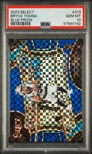 Graded 2023 Panini Select Bryce Young 313 /49 Blue Prizm Rookie Card PSA 10 picture