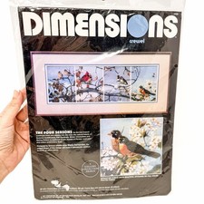 Vintage 1987 Dimensions Four Seasons Crewel Kit Mario Fernandez Birds 1336 picture