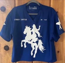 OFFICIAL BEYONCE COWBOY CARTER TOUR BLUE CROPPED JERSEY L SHIRT 2025 picture