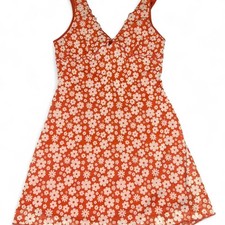 Forever-21 Women's Orange and Red Dress - L picture