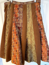 Coldwater Creek Women’s Boho Patchwork Midi Skirt Artsy Hippie PS picture