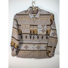 Unbranded Vintage Mens Button Up Shirt Aztec Southwestern Cotton Blend Brown L picture