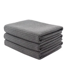 3 Pcs Microfiber Waffle Weave Glass Window Auto Home Cleaning Towel 24x16 inch picture