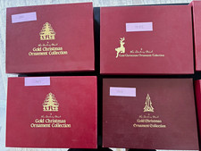 Danbury mint & Franklin Mint Gold Christmas Ornament Ornaments w/ Boxes 23k Gold picture