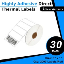 30 Rolls Compatible with Zebra & Rollo 3