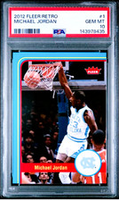 Michael Jordan 2012 Fleer Retro #1  PSA 10 GEM MINT Insert SSP SP UNC TARHEELS picture